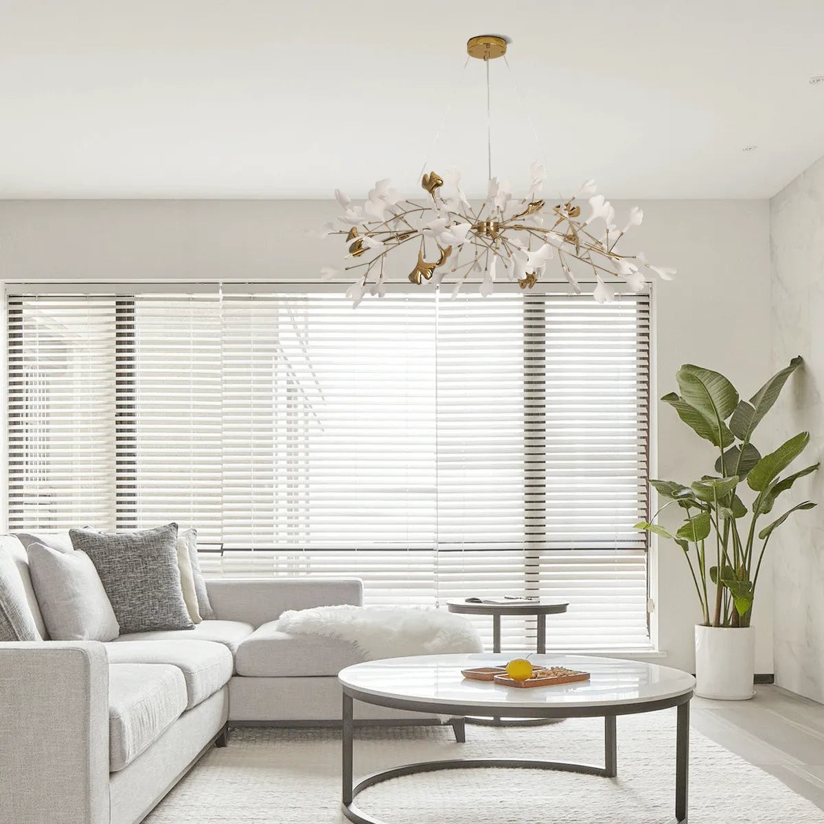 Art Deco White Chandelier